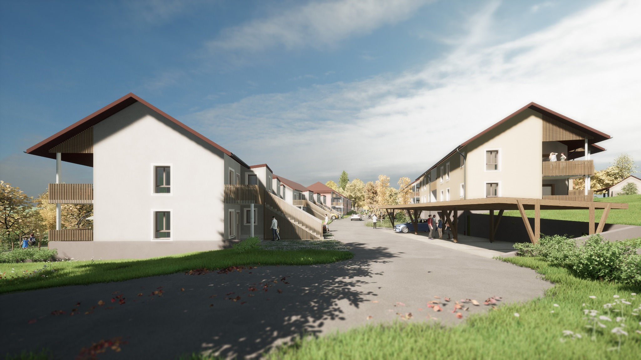 Perspective du cœur du Hameau du Lorissol