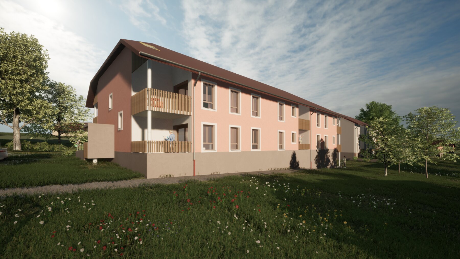 Vue paysagère des bâtiments du Hameau du Lorissol
